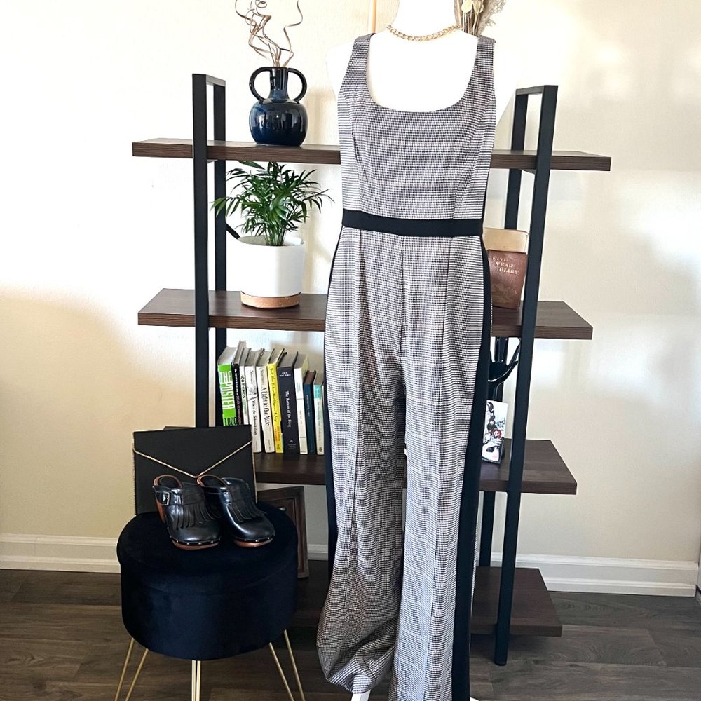 Donna Morgan Houndstooth Colorblock Jumpsuit NWT